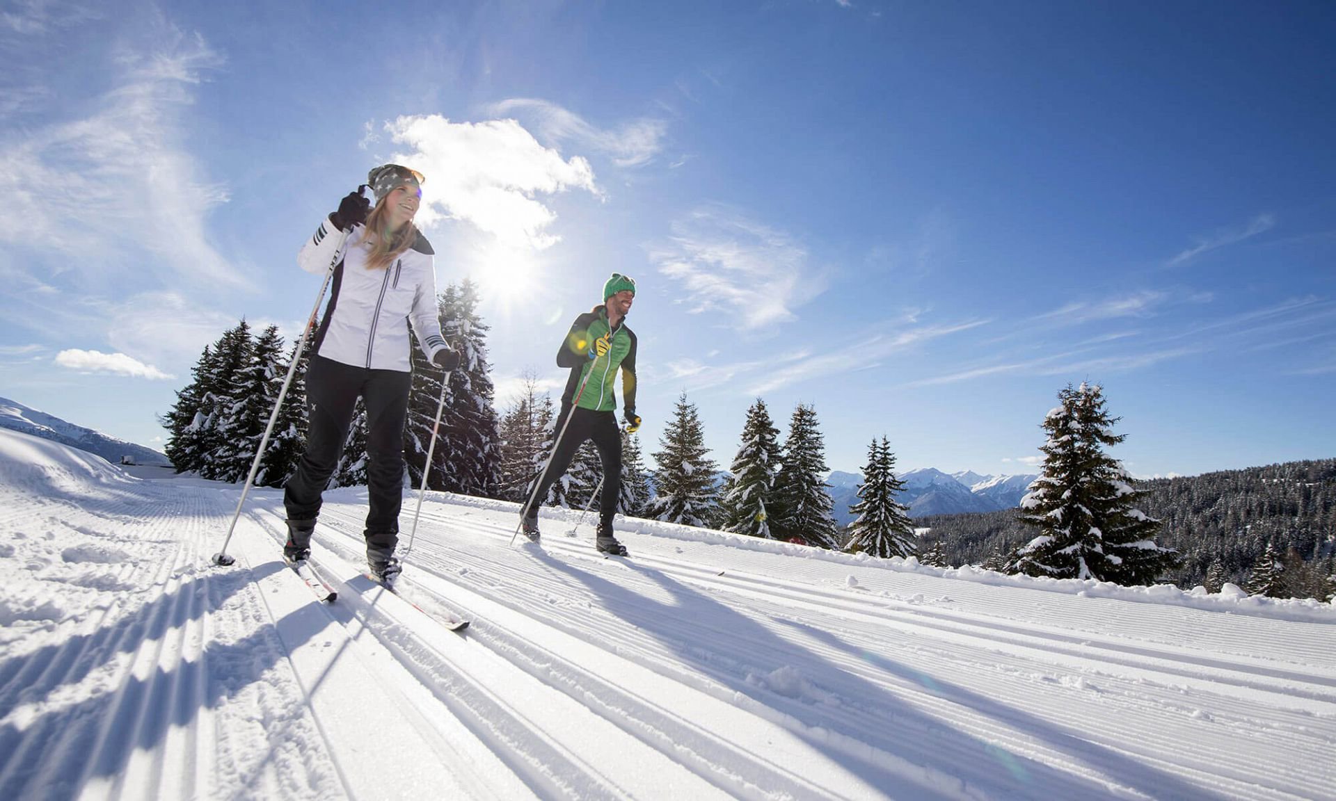 Cross-country skiing on the Luson Alp